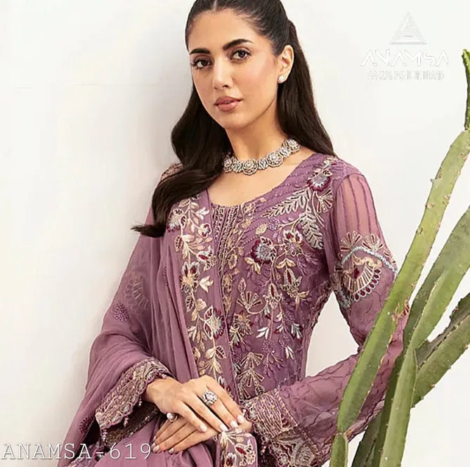 Anamsa 619 Faux Georgette Embroidery Pakistani Suit Wholesale Online